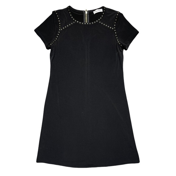 Calvin Klein Black Gold Stud Short Sleeve Mini Dress S - Picture 1 of 7